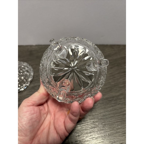 VTG Hofbauer Etched LeadCrystal Footed Candy Dish w/Butterfly Papillon Lid 5.25" - Picture 8 of 10